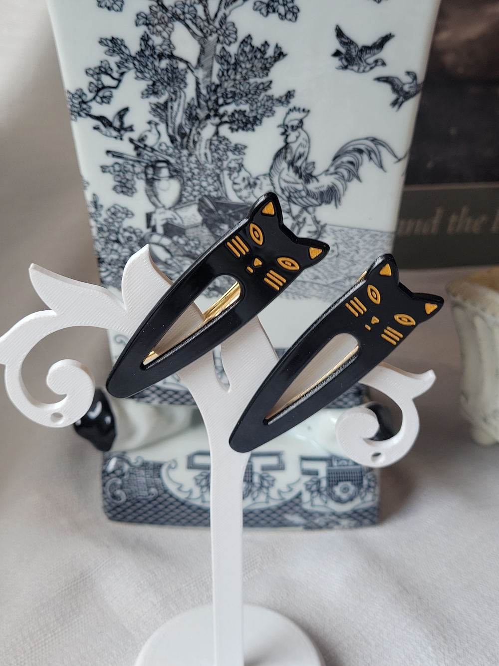 Black Cat Hair Clips - Pair